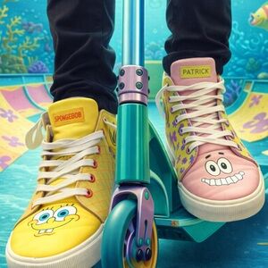Viacom SpongeBob Patrick High Top Sneakers Yellow Purple 2023 Rare Men’s size 6
